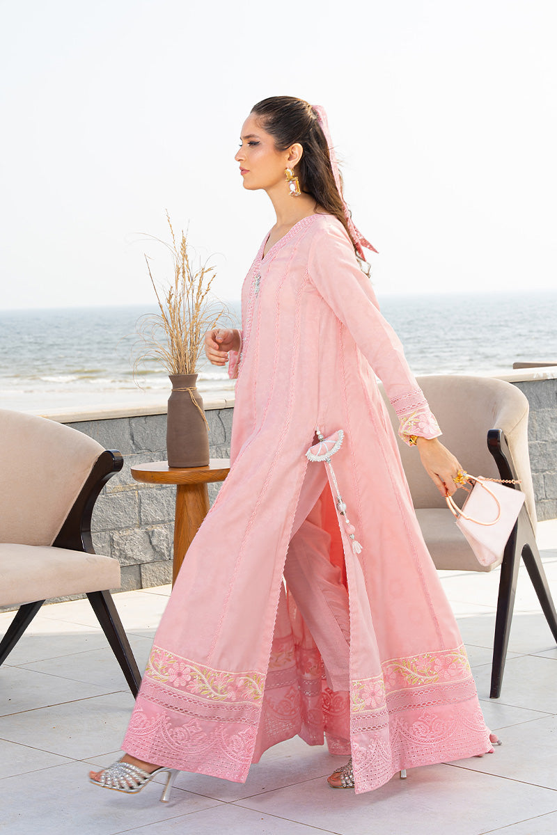Pakistani Blush Pink Embroidered Embossed Pishwas (3-Piece) - Image 6