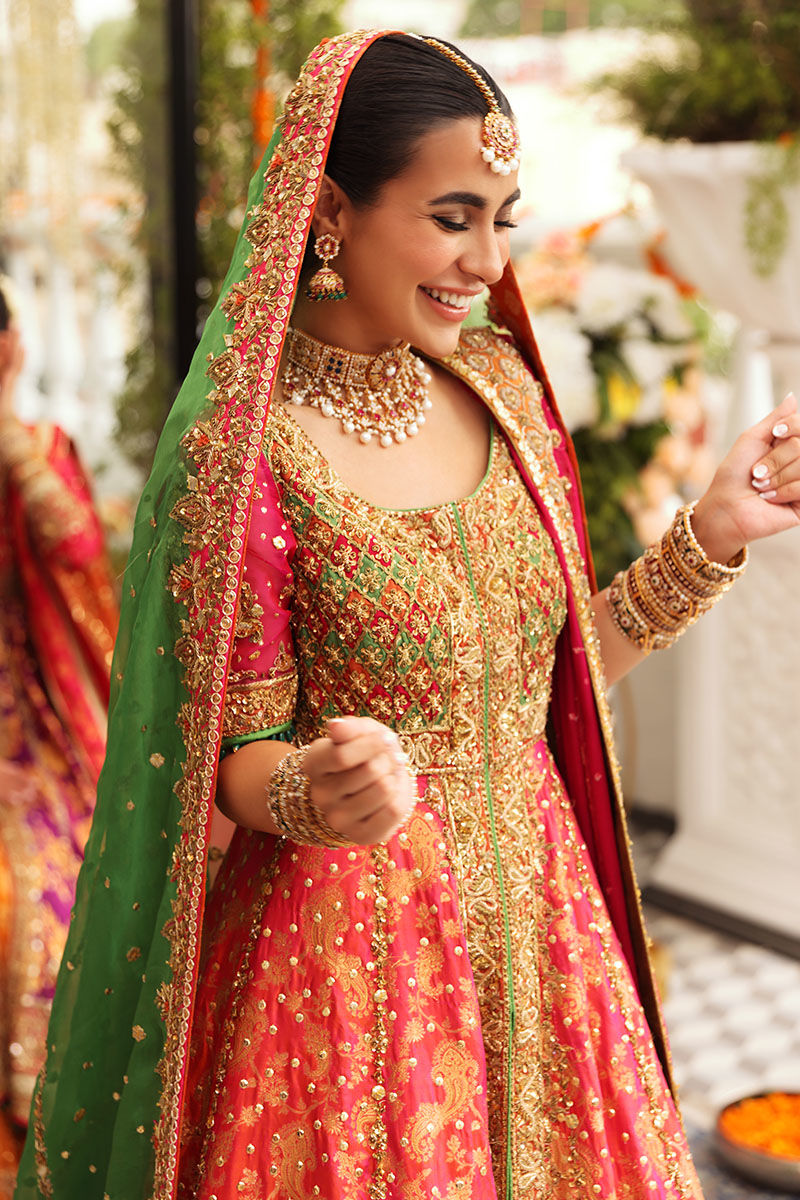 Coral Chatta Patti Jamawar Pishwas (3-Piece) - Image 12