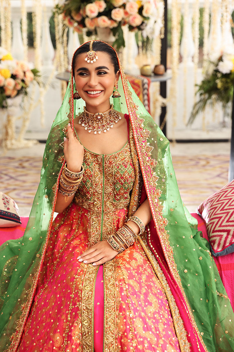 Coral Chatta Patti Jamawar Pishwas (3-Piece) - Image 3