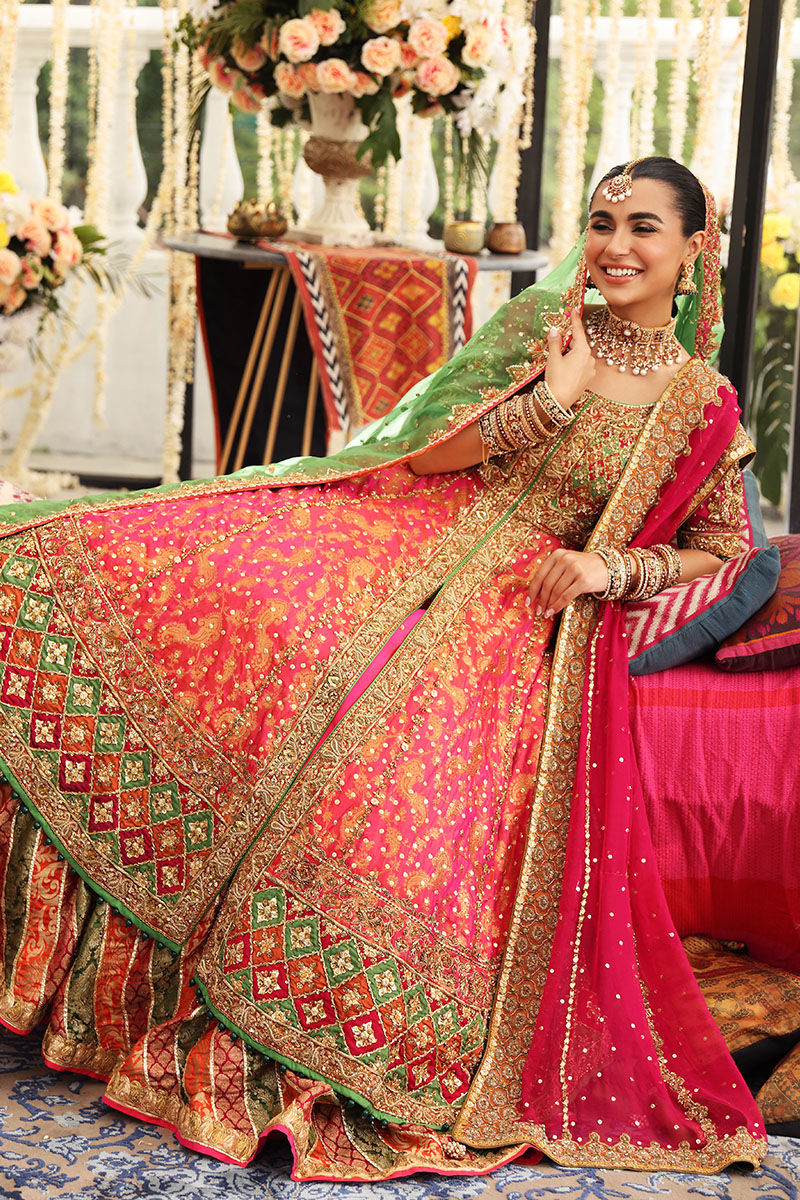 Coral Chatta Patti Jamawar Pishwas (3-Piece) - Image 6