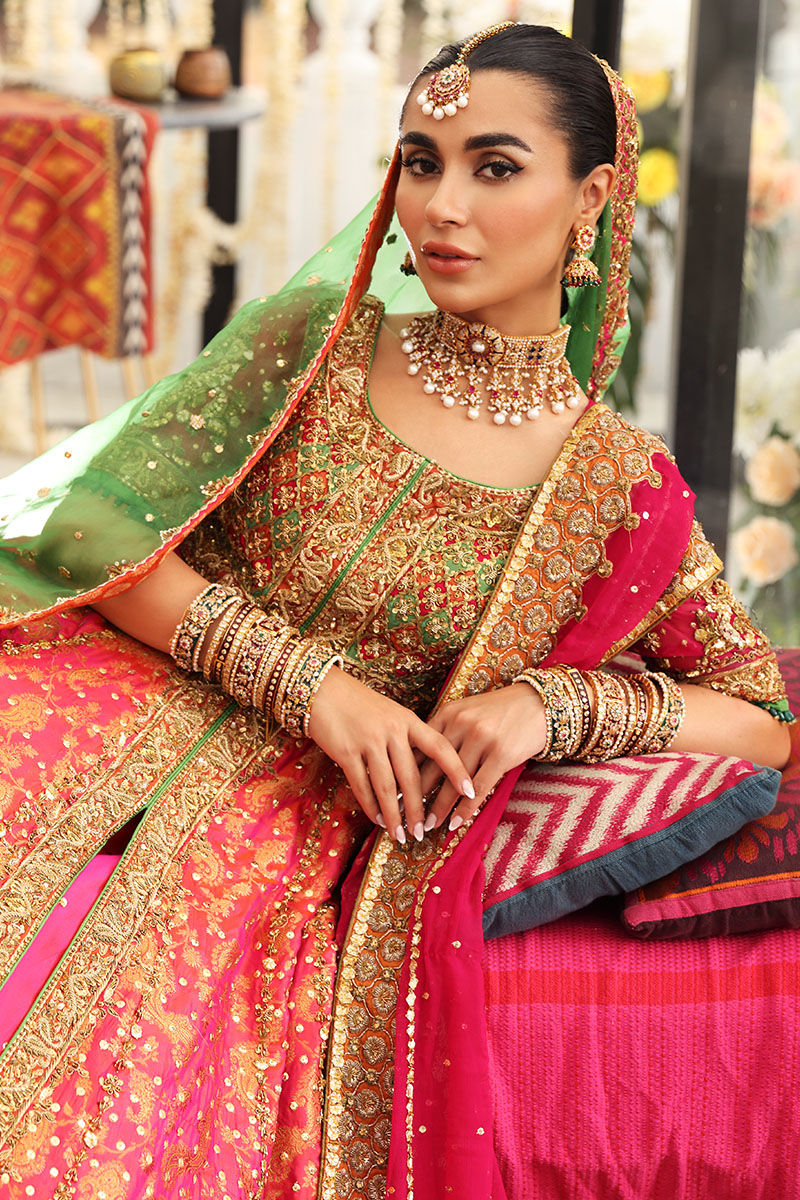 Coral Chatta Patti Jamawar Pishwas (3-Piece) - Image 7