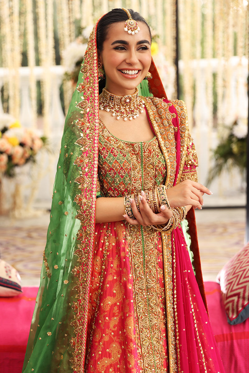 Coral Chatta Patti Jamawar Pishwas (3-Piece) - Image 8