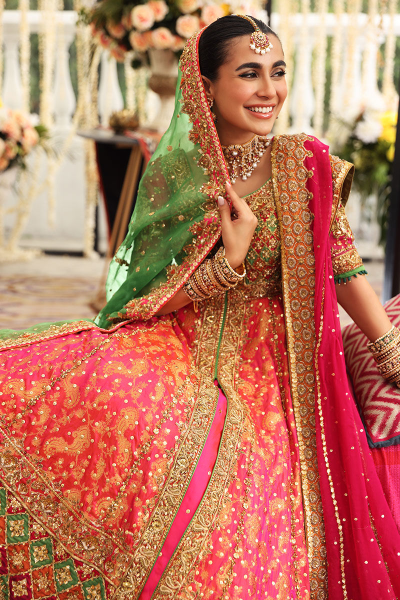 Coral Chatta Patti Jamawar Pishwas (3-Piece) - Image 9