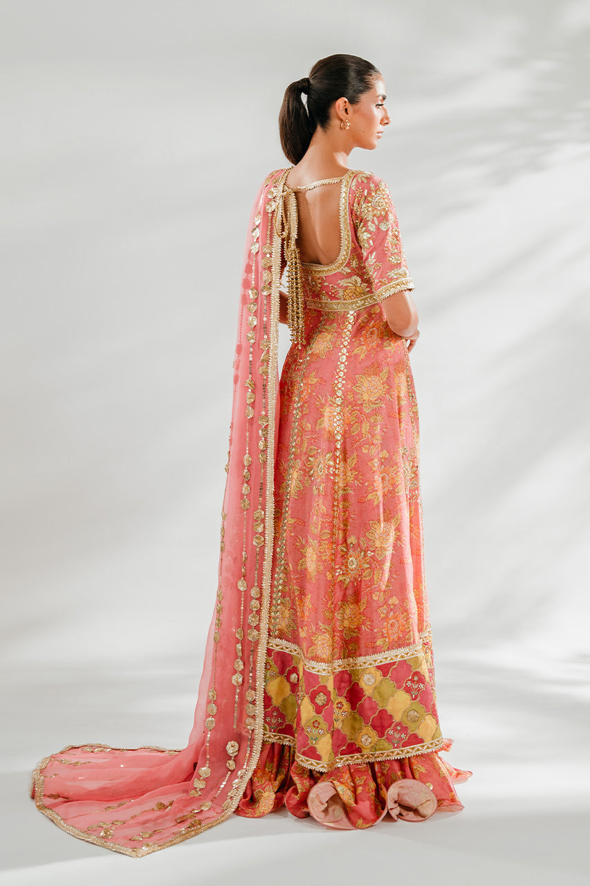 Blush Pink Embroidered Khaddi Silk Pishwas (3-Piece) - Image 2