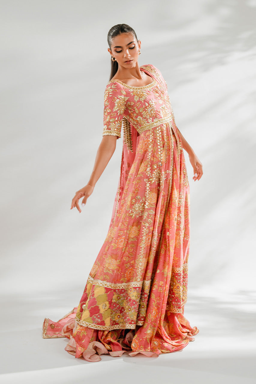 Blush Pink Embroidered Khaddi Silk Pishwas (3-Piece) - Image 5