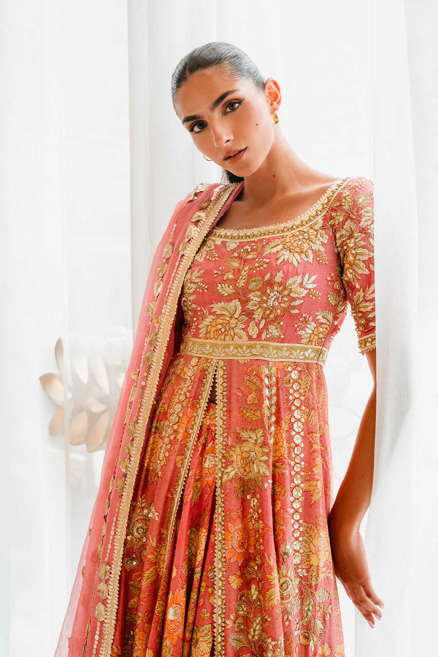 Blush Pink Embroidered Khaddi Silk Pishwas (3-Piece) - Image 8