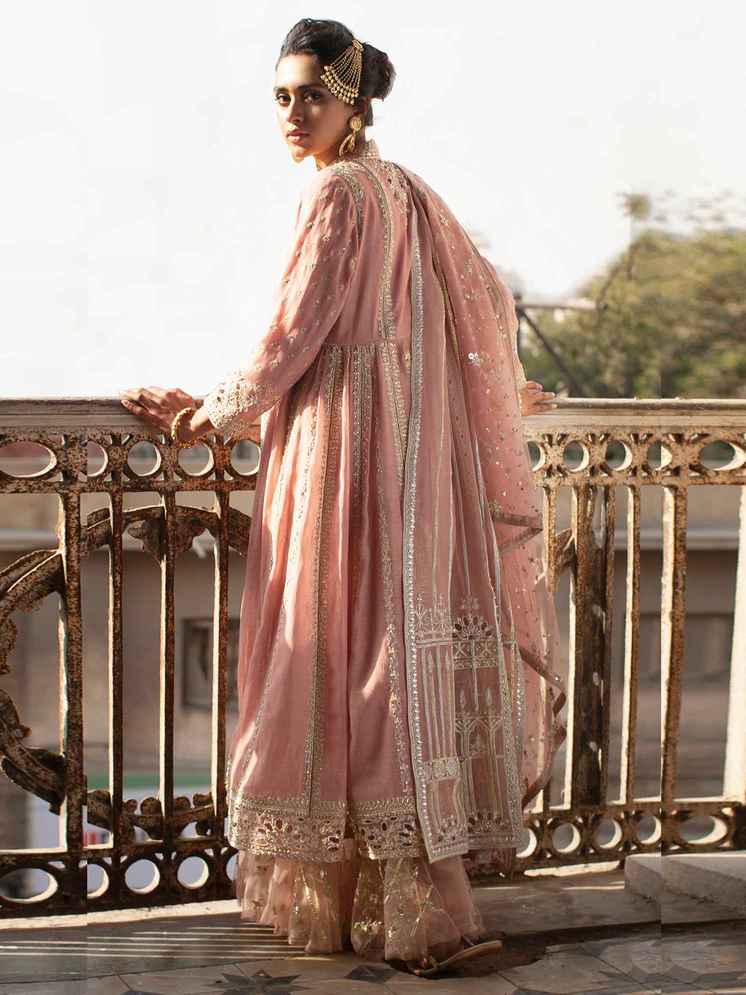 Blush Embroidered Kora Cotton Pishwas (3-Piece) - Image 3