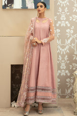 Tea Pink Embroidered Korean Raw Silk Pishwas (3-Piece) - Image 2