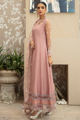 Tea Pink Embroidered Korean Raw Silk Pishwas (3-Piece) - Image 3