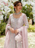 Pakistani Mauve Hand-Embellished Net Pishwas Dress (2-Piece) - Image 4