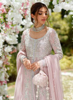 Pakistani Mauve Hand-Embellished Net Pishwas Dress (2-Piece) - Image 5