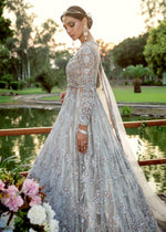 Pakistani Blush Pink Embroidered Net Pishwas Dress (3-Piece) - Image 3