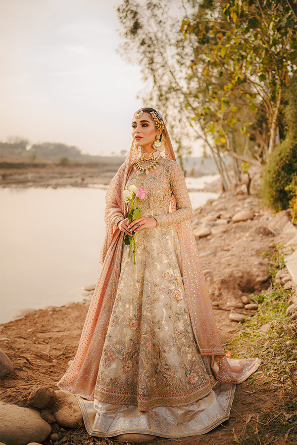 Pastel Pink Embellished Net Pishwas Dress (3-Piece) - Image 2