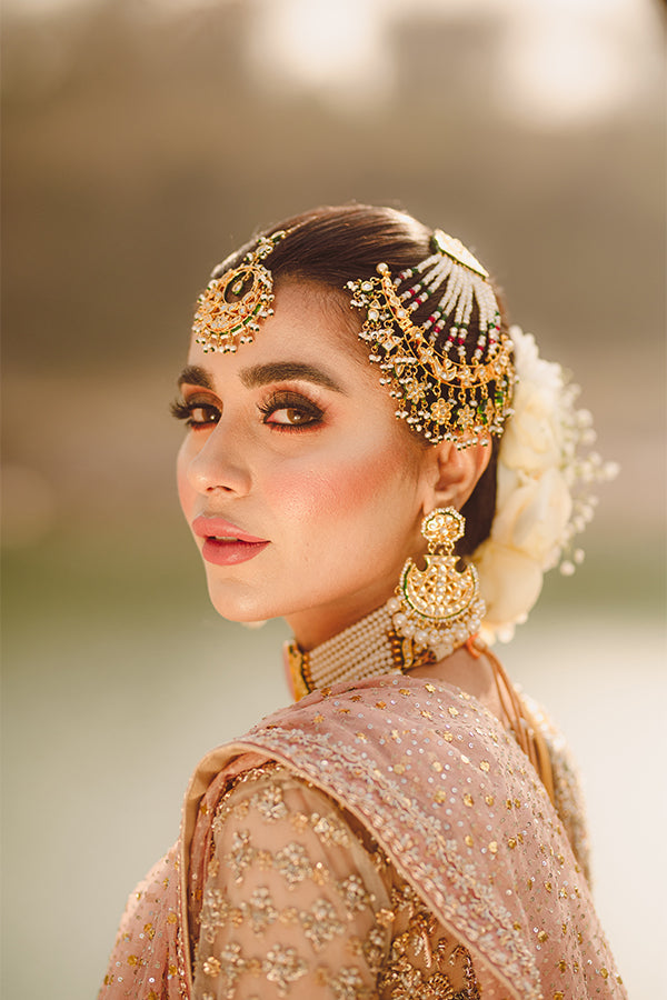 Pastel Pink Embellished Net Pishwas Dress (3-Piece) - Image 8