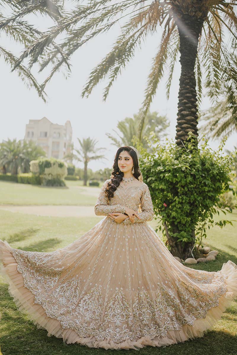 Pakistani Soft Pink Embroidered Net Pishwas Dress (3-Piece) - Image 8