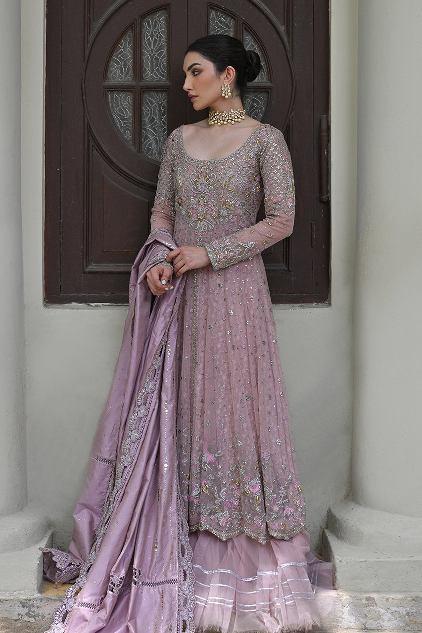 Blush Pink Zardozi Net & Organza Pishwas (3-Piece) - Image 1