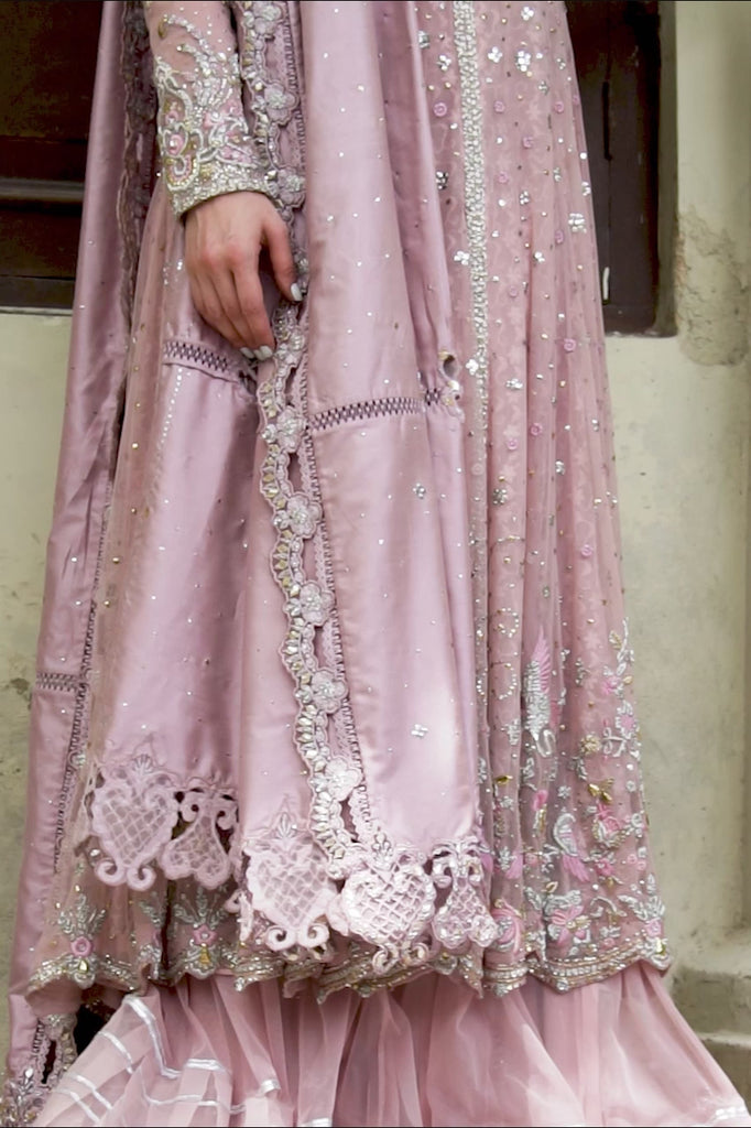 Blush Pink Zardozi Net & Organza Pishwas (3-Piece) - Image 2
