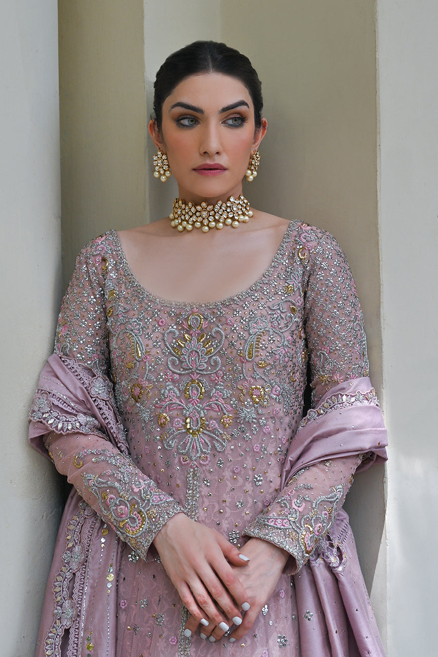 Blush Pink Zardozi Net & Organza Pishwas (3-Piece) - Image 4
