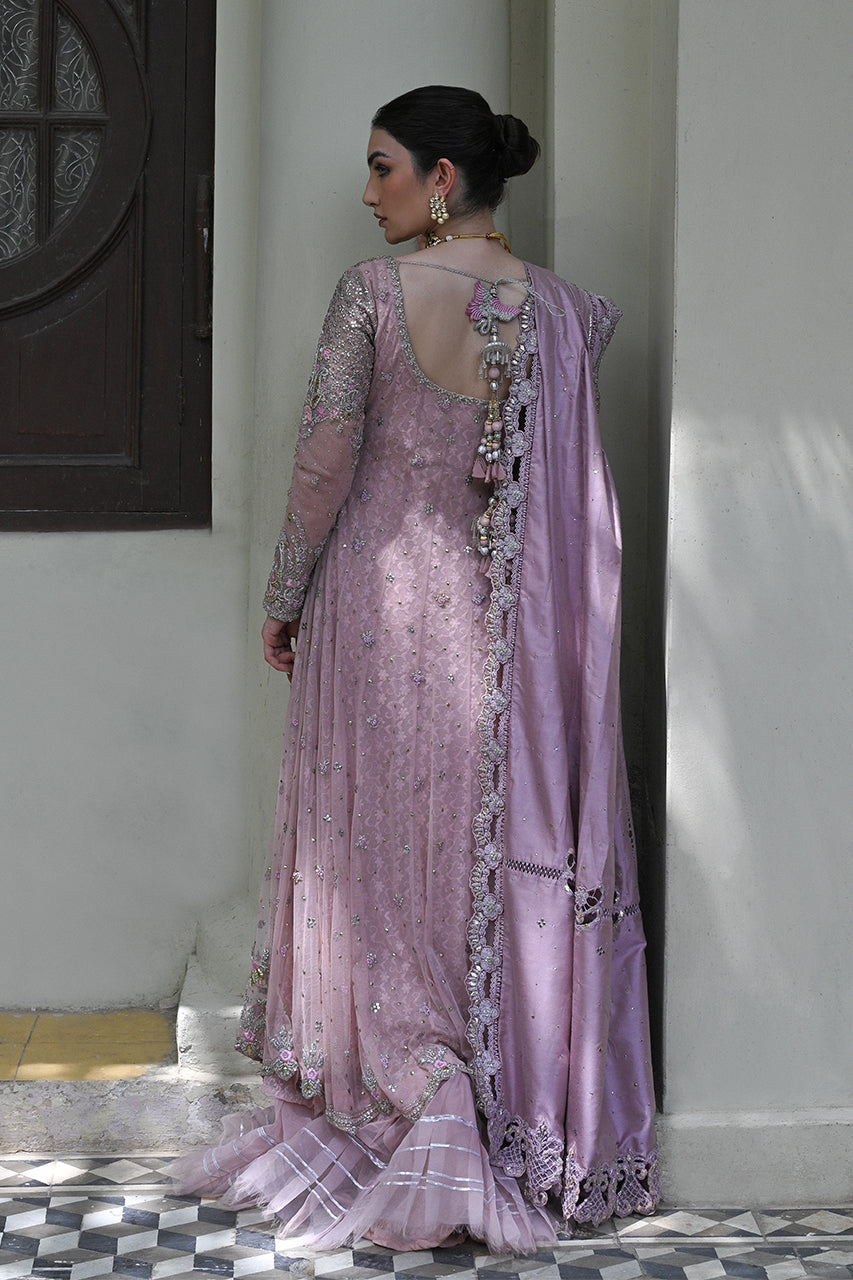Blush Pink Zardozi Net & Organza Pishwas (3-Piece) - Image 6