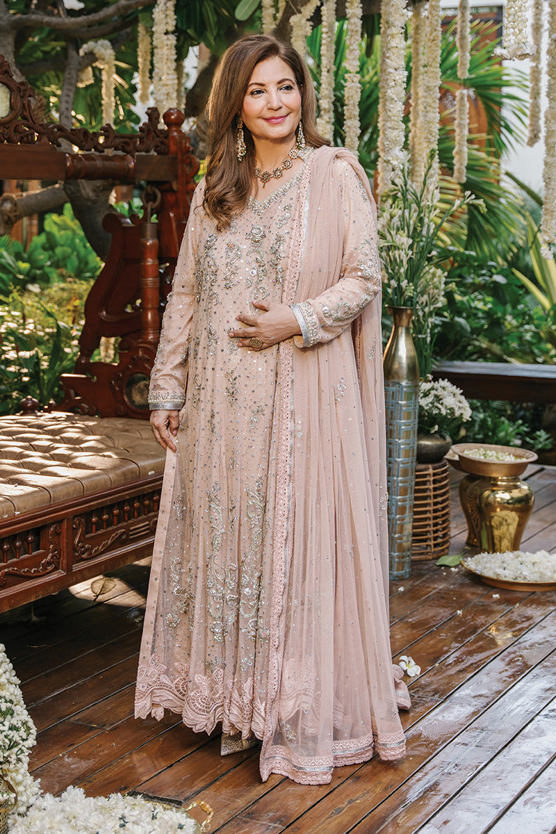 Nude Pink Hand-Embellished Net & Silk Pishwas (3-Piece) - Image 4