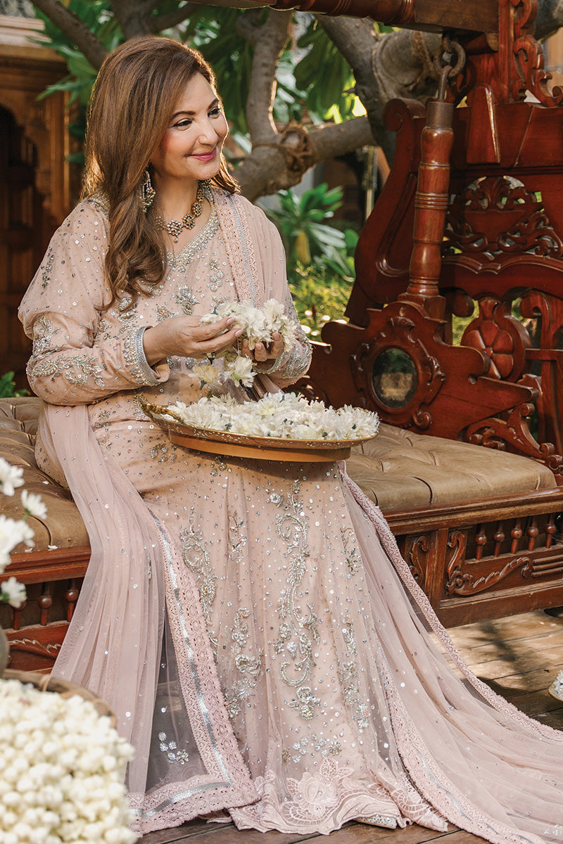 Nude Pink Hand-Embellished Net & Silk Pishwas (3-Piece) - Image 6