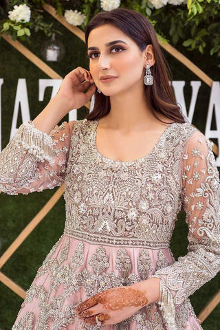 Pakistani Lilac-Pink Embroidered Net Pishwas Dress (1-Pc) - Image 3