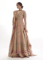 Pakistani Tea Pink Embellished Net & Raw Silk Bridal Pishwas (2-Piece) - Image 6