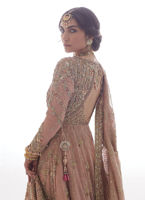 Pakistani Tea Pink Embellished Net & Raw Silk Bridal Pishwas (2-Piece) - Image 7