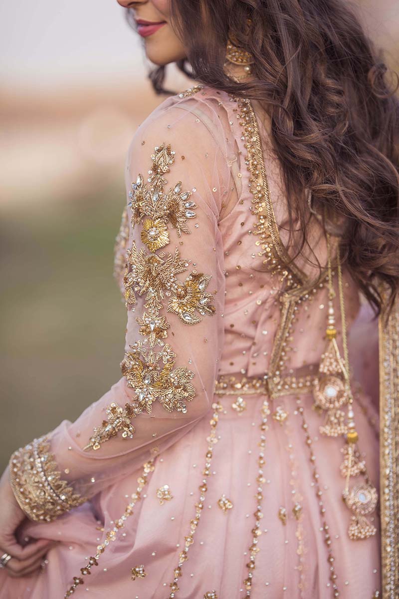 Blush Pink Embellished Net Pishwas Dress (3-Piece) - Image 2