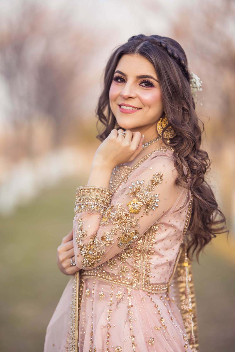 Blush Pink Embellished Net Pishwas Dress (3-Piece) - Image 3