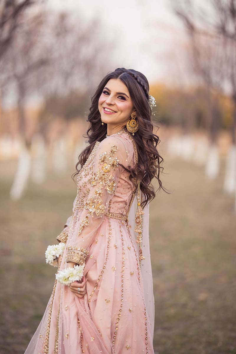 Blush Pink Embellished Net Pishwas Dress (3-Piece) - Image 8