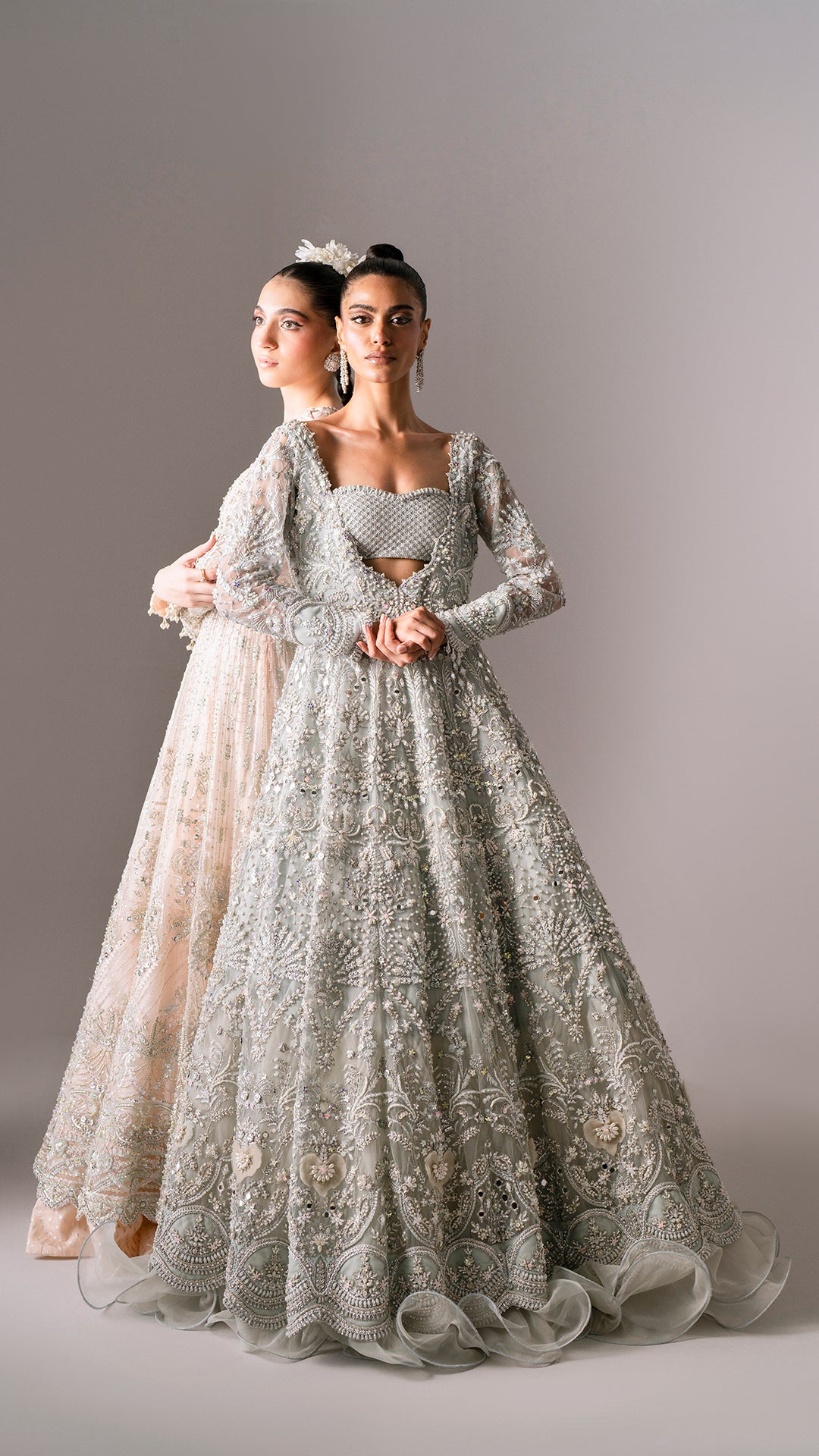 Blush Pink Hand-Embellished Net Pishwas (3-Piece) - Image 10