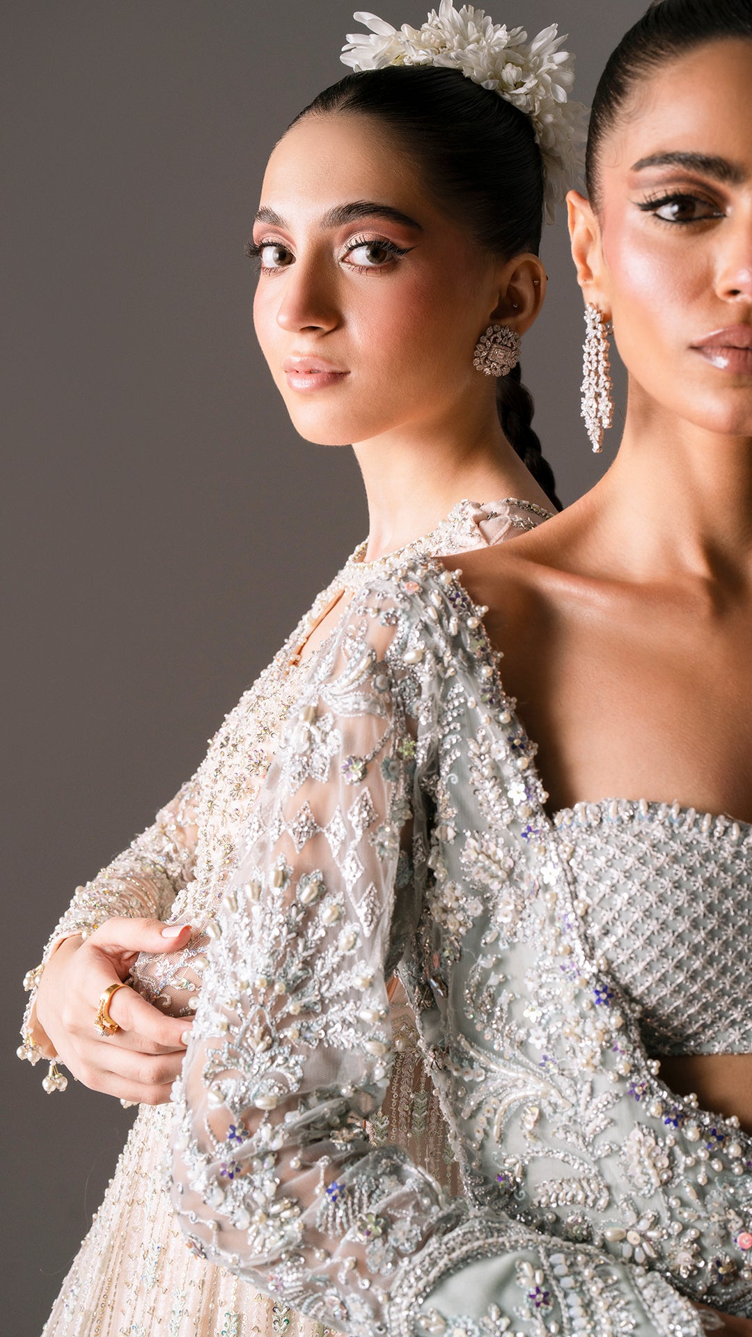 Blush Pink Hand-Embellished Net Pishwas (3-Piece) - Image 11