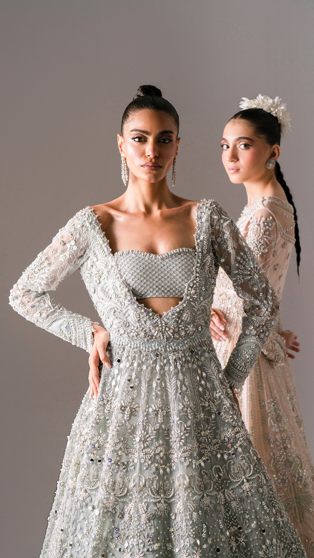 Blush Pink Hand-Embellished Net Pishwas (3-Piece) - Image 13