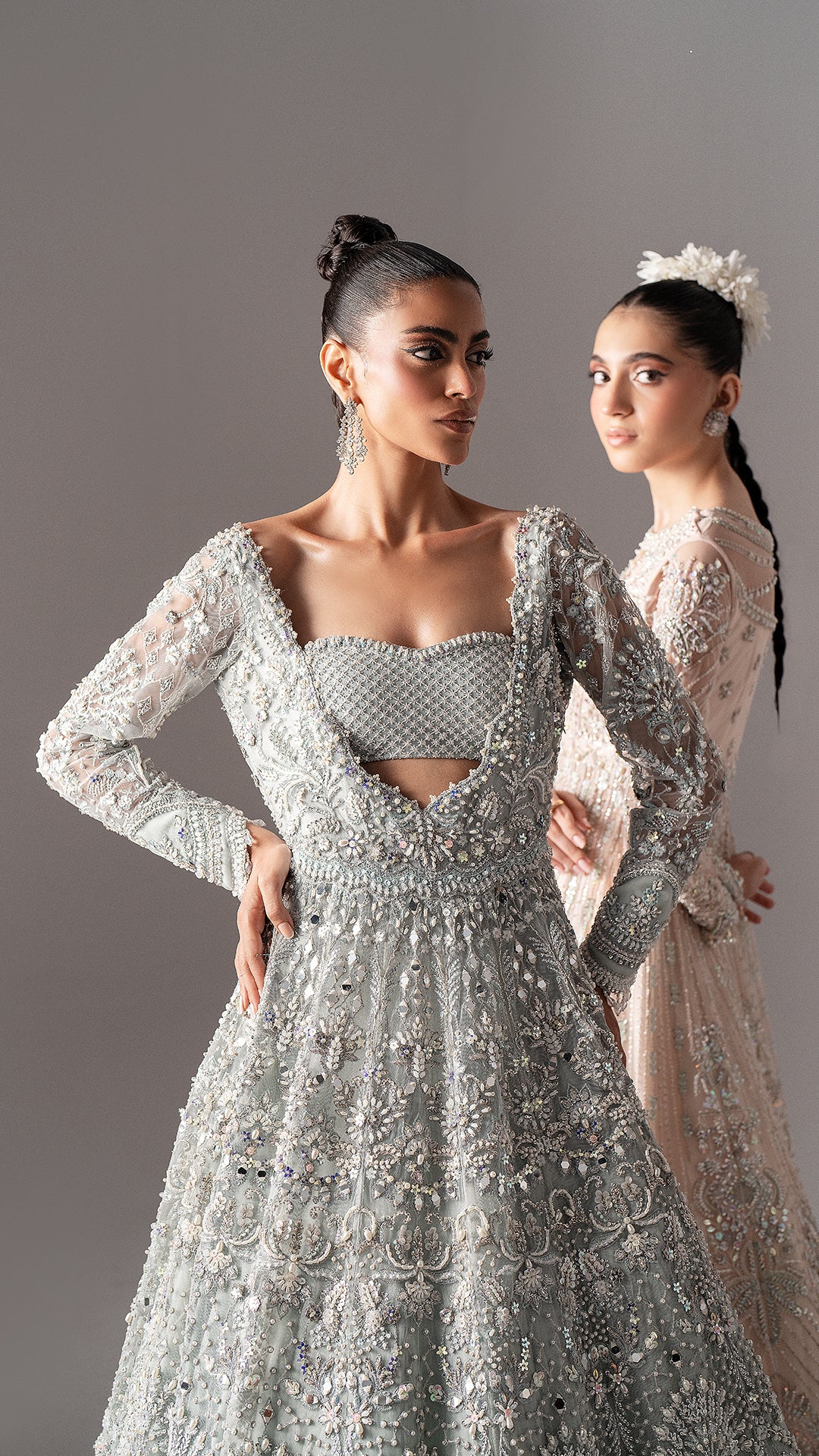 Blush Pink Hand-Embellished Net Pishwas (3-Piece) - Image 14