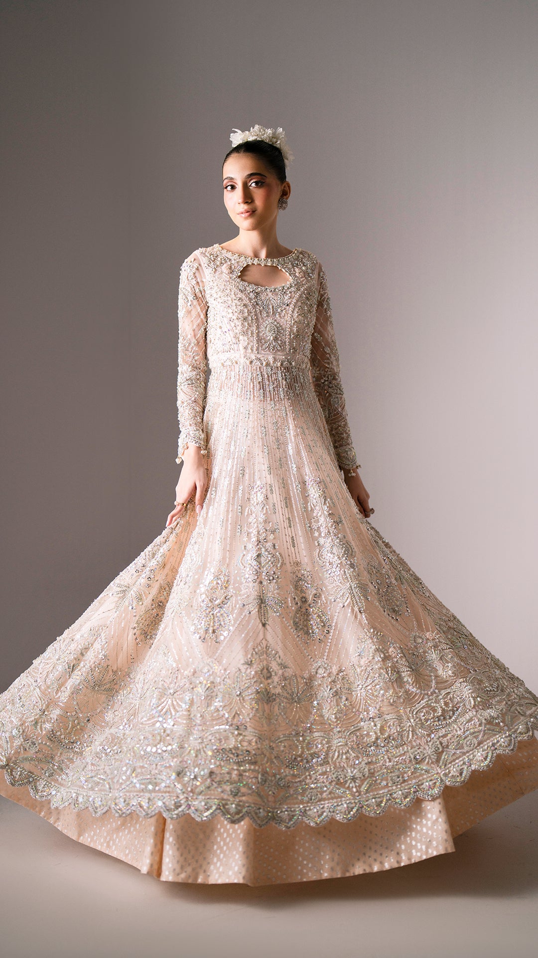 Blush Pink Hand-Embellished Net Pishwas (3-Piece) - Image 7