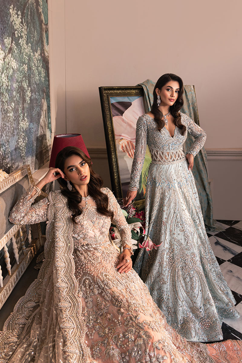 Peach Embellished Net Pishwas Dress (3-Piece) - Image 12