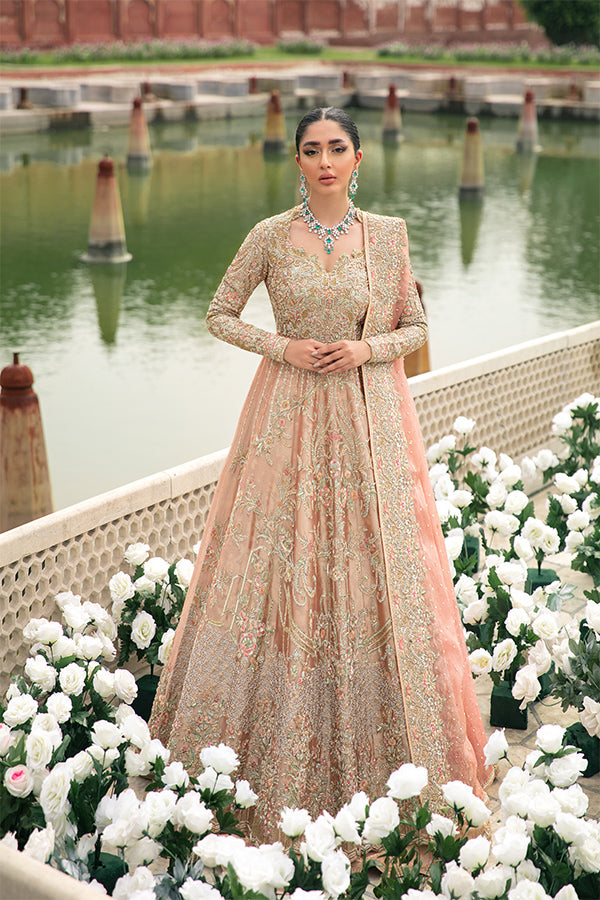 Indian Frosted Pink Embellished Organza Pishwas Dress (3-Piece) - Image 1