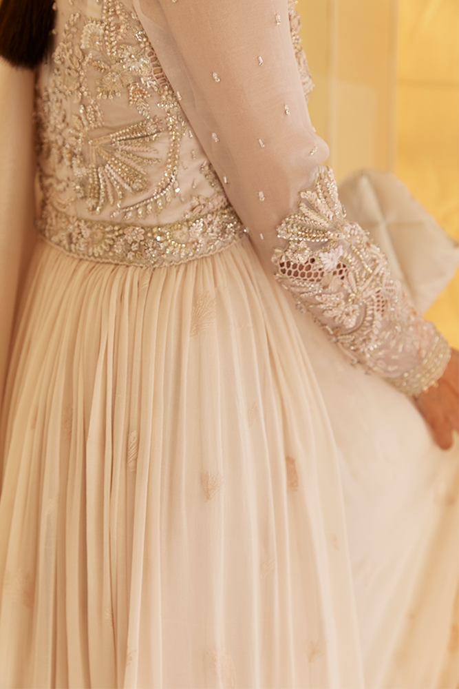 Blush Pink Embroidered Organza Chiffon Pishwas (3-Piece) - Image 4