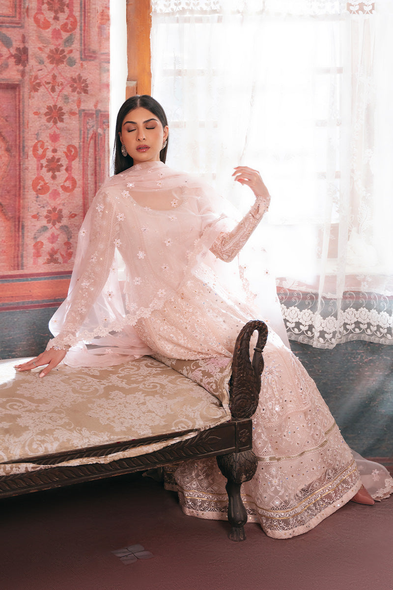 Soft Pink Embroidered Organza Pishwas Dress (3-Piece) - Image 7