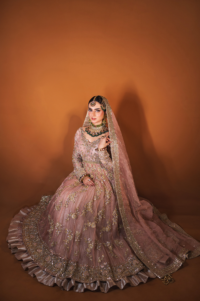 Tea Rose Embellished Organza Pishwas Dress (3-Piece) - Image 2