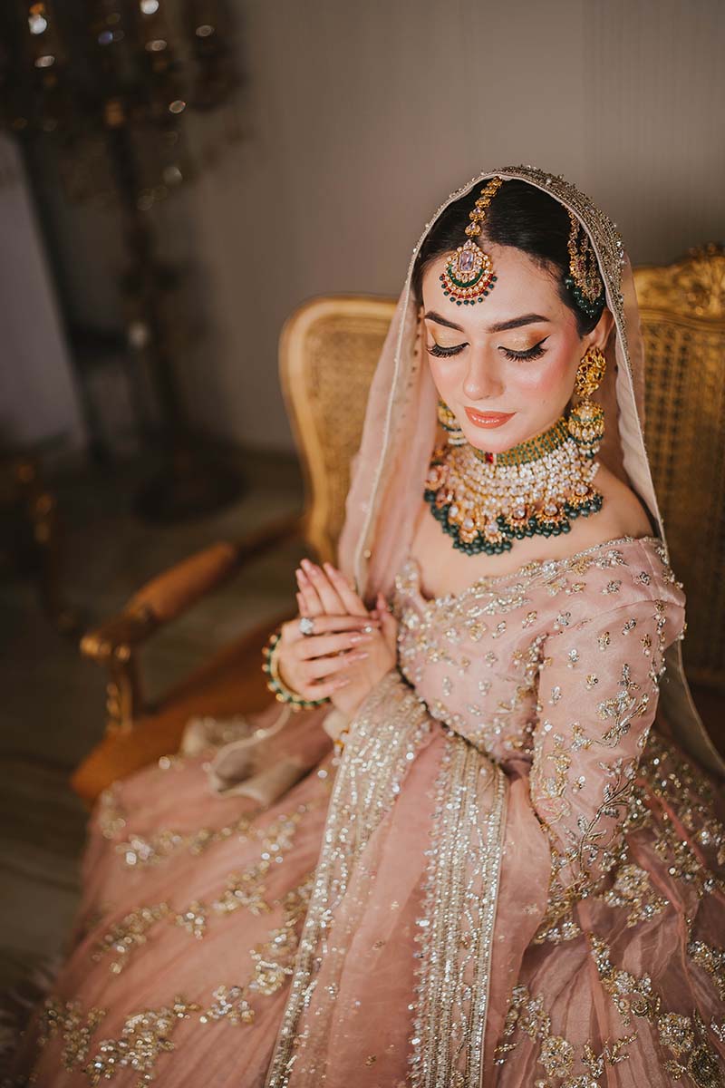 Tea Rose Embellished Organza Pishwas Dress (3-Piece) - Image 5