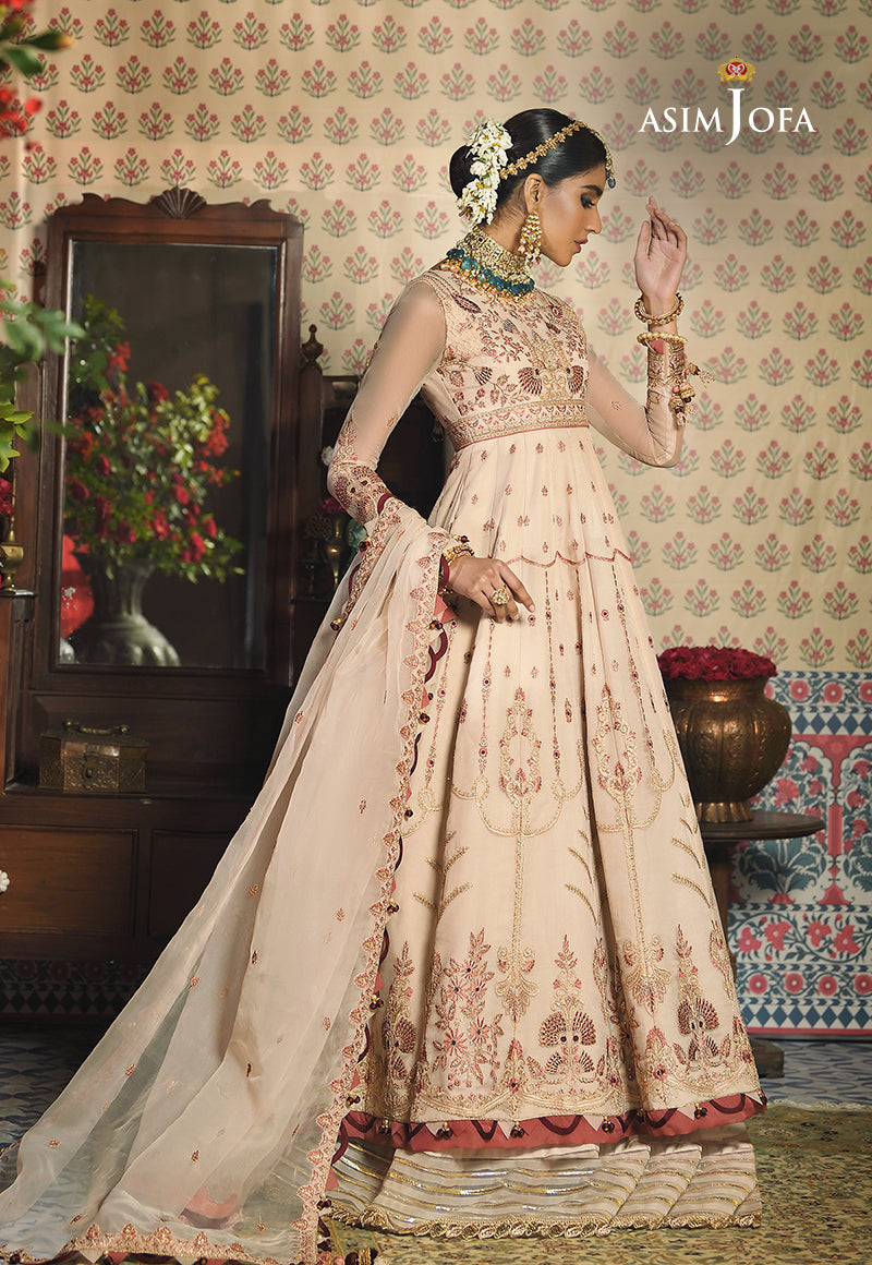 Pakistani Peach Embroidered Organza Pishwas Dress (3-Piece) - Image 1