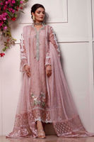Blush Pink Embroidered Organza Pishwas (3-Piece) - Image 1