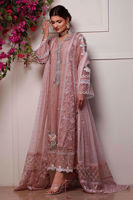 Blush Pink Embroidered Organza Pishwas (3-Piece) - Image 2