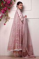 Blush Pink Embroidered Organza Pishwas (3-Piece) - Image 3