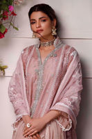 Blush Pink Embroidered Organza Pishwas (3-Piece) - Image 8