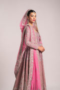 Pakistani Pink Zardozi Embroidered Net & Organza Bridal Pishwas (3-Piece) - Image 11