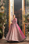 Pakistani Pink Zardozi Embroidered Net & Organza Bridal Pishwas (3-Piece) - Image 2