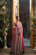 Pakistani Pink Zardozi Embroidered Net & Organza Bridal Pishwas (3-Piece) - Image 3